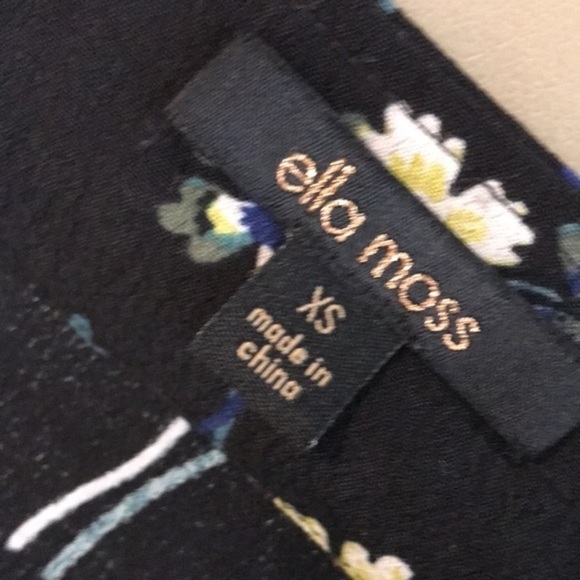 Ella Moss Black Floral Bell Sleeve Dress XS - Picture 3 of 5